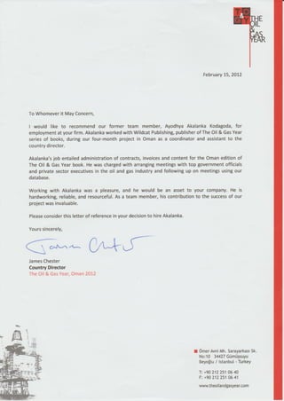 Reference letter from The Oil & Gas Year, Oman