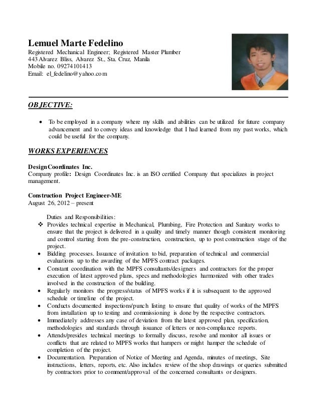 master plumber resume