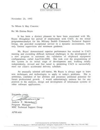 Letter of Reference - Zoey Reyes - CACI