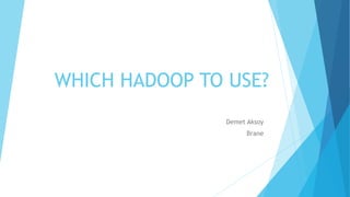 WHICH HADOOP TO USE?
Demet Aksoy
Brane
 
