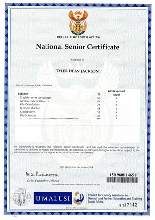 matric certificate