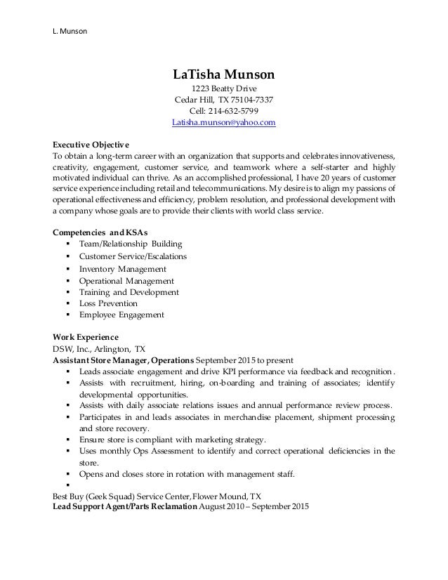 latisha munson resume 2017 geek squad resume