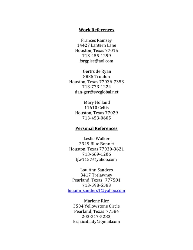 Work References, July 2016 | PDF