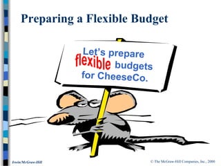 © The McGraw-Hill Companies, Inc., 2000Irwin/McGraw-Hill
Preparing a Flexible Budget
Let’s prepare
budgets
for CheeseCo.
 