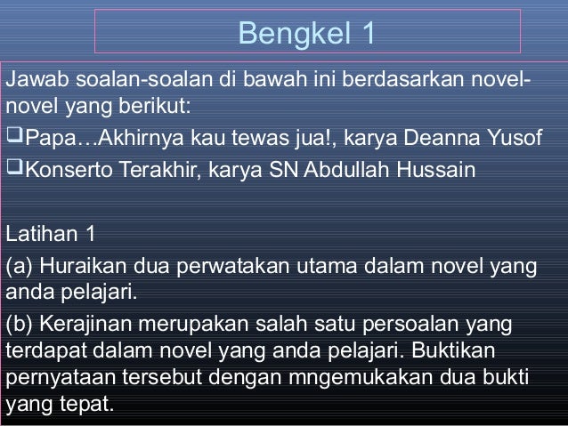 Contoh Soalan Watak Dan Perwatakan - Terengganu s
