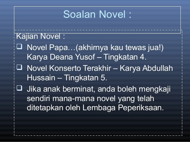 Contoh Soalan Plot Novel - Contoh Bow