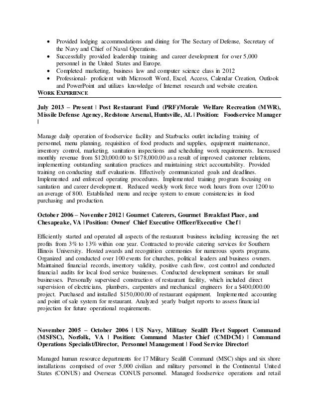 food service director resumes