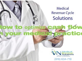 How to optimize cash flow
n your medical practice
(916) 634-719
 
