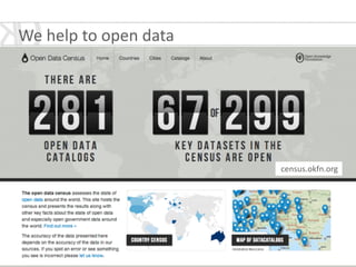census.okfn.org	
  
We	
  help	
  to	
  open	
  data
 
