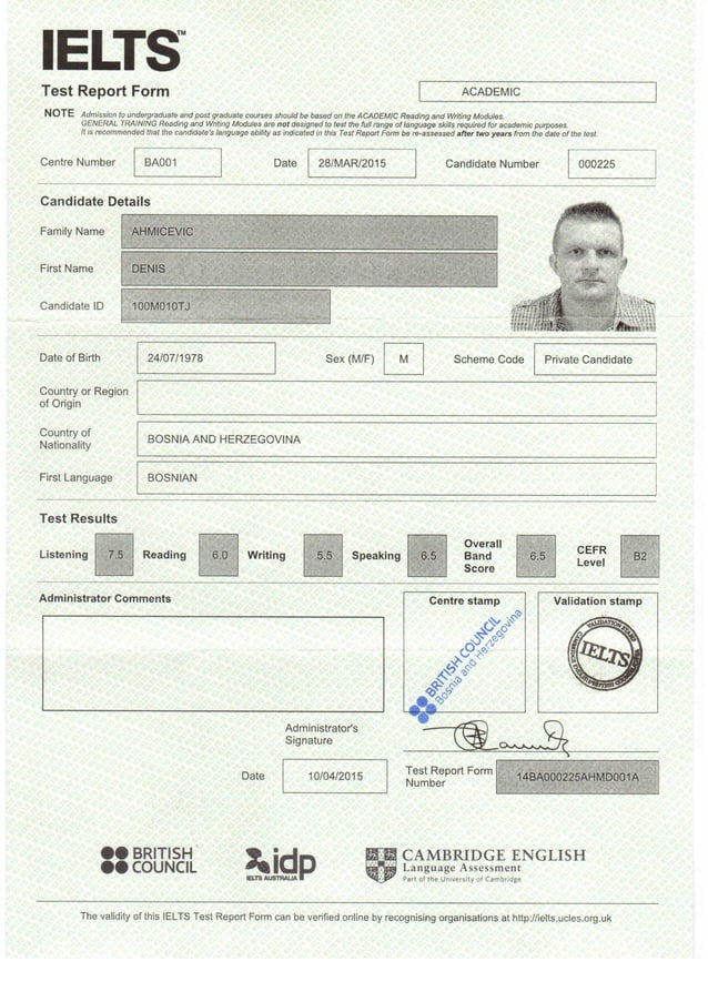 Ielts Test Report Form Ielts Test Report Form