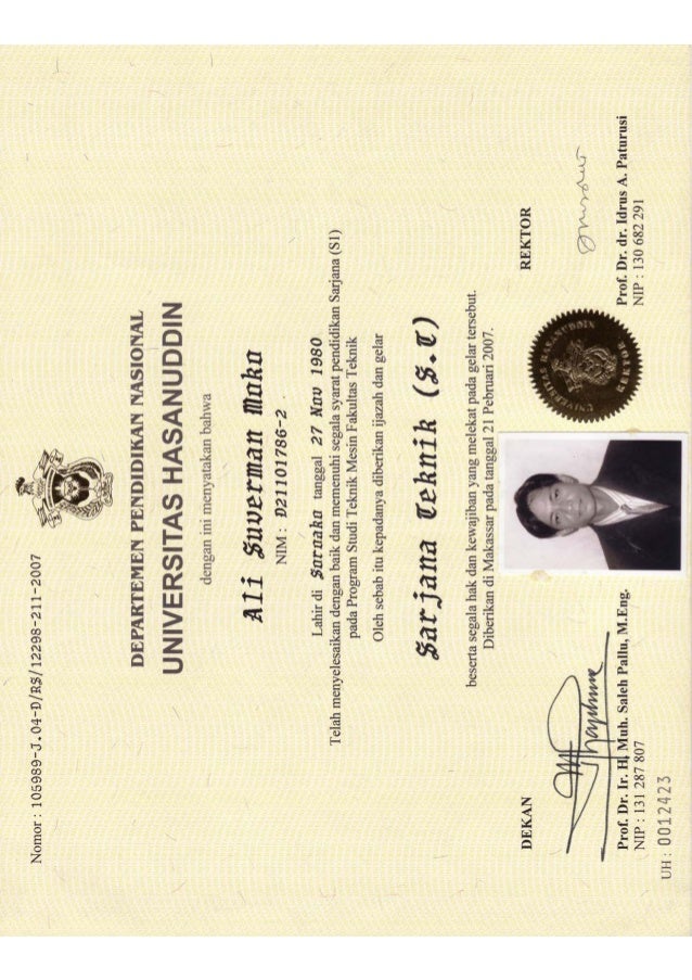 03 Ijazah Transkrip Nilai S1 Teknik Unhas 03 Ijazah Transkrip Nilai S1 Teknik Unhas