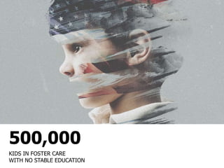 500,000
KIDS IN FOSTER CARE
WITH NO STABLE EDUCATION
 