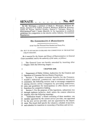 Senate 447 Original CCA Bill Massachusetts January 1995