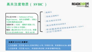 ߹עʣ SVHC 
ʲ ô SVHC  Substance of Very
High Concern  ע ֳ֮ 
    Ϊ Ȩ  ѡ 
 ʱ SVHC һ ÿ 2 Σ
 ڱ 6 º 12 ¸£
ֹ 2015  6  15 գŷ
ٷʽ SVHC   163 
 SVHC Ҫ
1. Ϣͨ  >0.1% ͬ ʱ >1  / ĳ Ҫ ECHA ͨ 
2. Ϣ  >0.1%  Ҫڹ   Ϣ Ӧ ݸ 
 