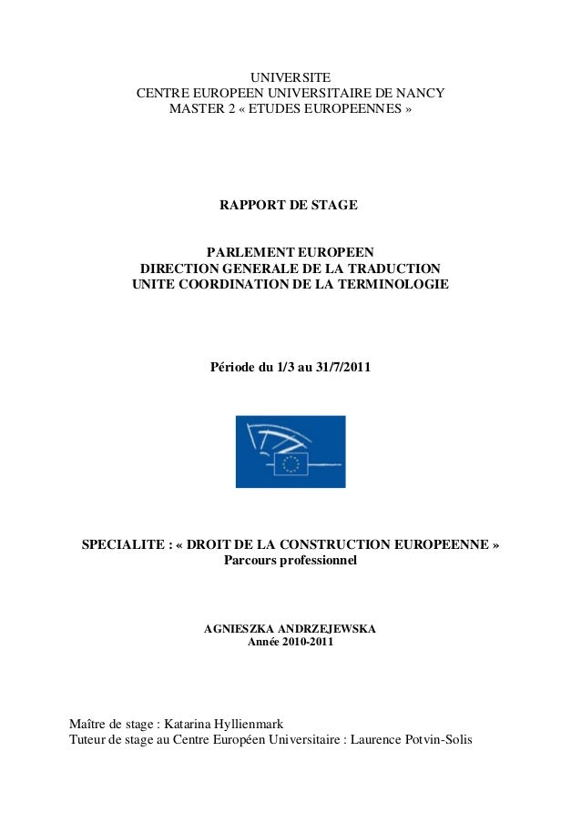 Exemple De Rapport De Stage Master  Le Meilleur Exemple