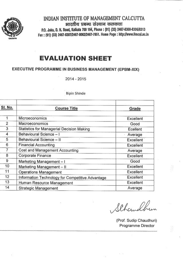 6 iimc evaluation sheet