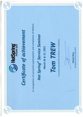 Hotspring service certificate 