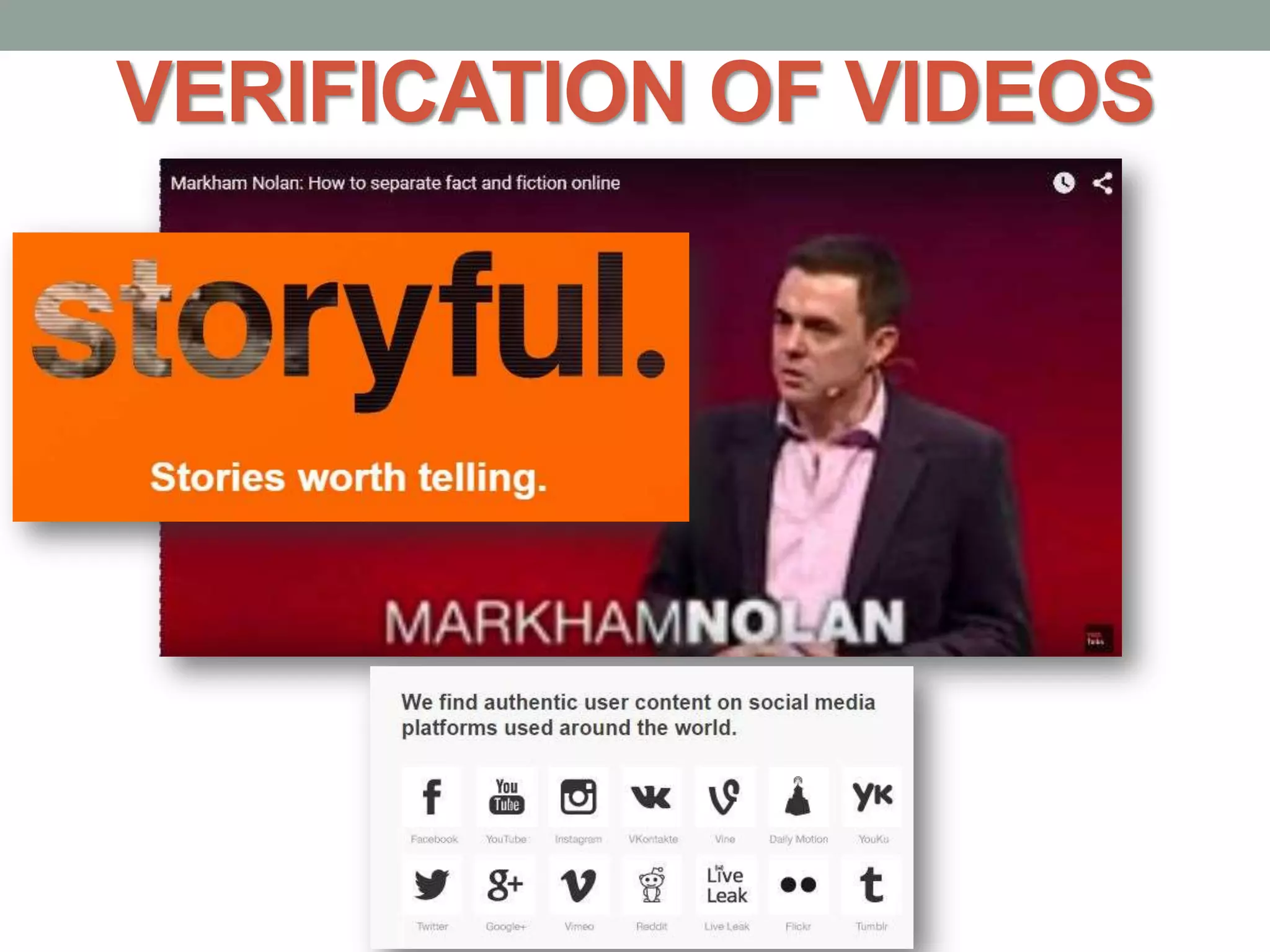 VERIFICATION OF VIDEOS
 