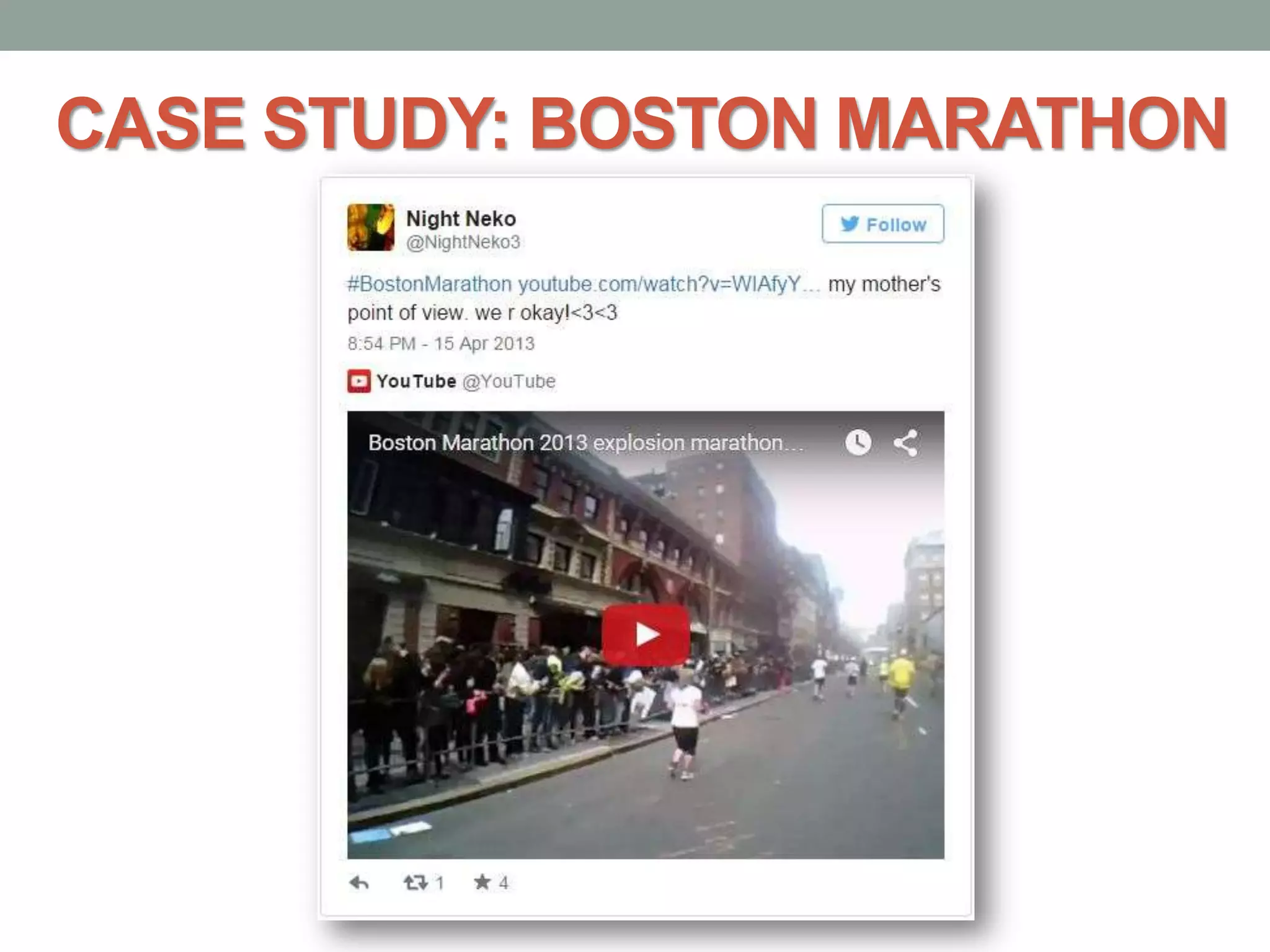 CASE STUDY: BOSTON MARATHON
 