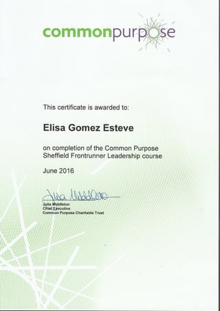 common purpose Elisa certificate