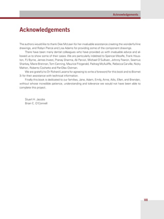 VII
Acknowledgements
Acknowledgements
The authors would like to thank Dee McLean for her invaluable assistance creating the wonderful line
drawings, and Robyn Pierce and Lisa Adams for providing some of the component drawings.
There have been many dental colleagues who have provided us with invaluable advice and al-
lowed us to show some of their cases. We are particularly indebted to Spencer Woolfe, Frank Hous-
ton, PJ Byrne, James Invest, Pranay Sharma, Ali Parvizi, Michael O’Sullivan, Johnny Fearon, Seamus
Sharkey, Maire Brennan,Tom Canning, Maurice Fitzgerald, Padraig McAuliffe, Rebecca Carville, Nicky
Mahon, Roberto Cochetto and Par-Olav Ostman.
We are grateful to Dr Richard Lazarra for agreeing to write a foreword for this book and to Biomet
3i for their assistance with technical information.
Finally this book is dedicated to our families, Jane, Adam, Emily, Anne, Ailis, Ellen, and Brendan,
without whose incredible patience, understanding and tolerance we would not have been able to
complete this project.
Stuart H. Jacobs
Brian C. O’Connell
 