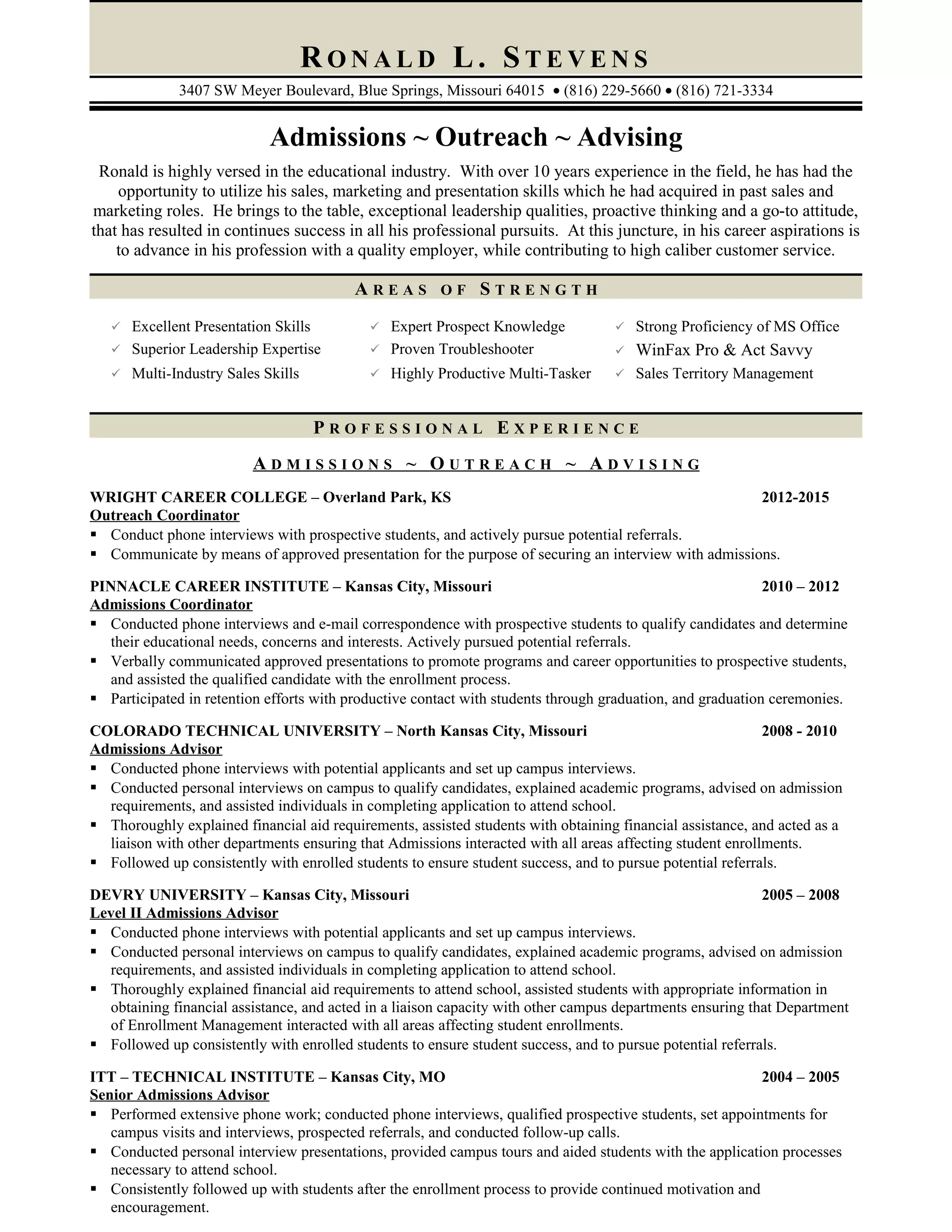 ronald stevens resume draft 1 docx - Ronald Stevens Resume Draft 1 Docx 1 2048