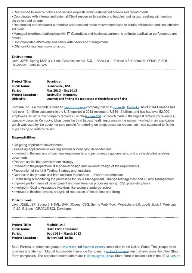 j2ee java resume