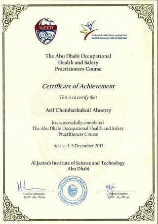 ADOHS Practitioners Course Certificate