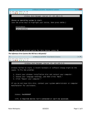 The infamous Error (seems like MS has a KB patch)!
Ratan Mohapatra 10/10/15 Page 5 | of 9
 
