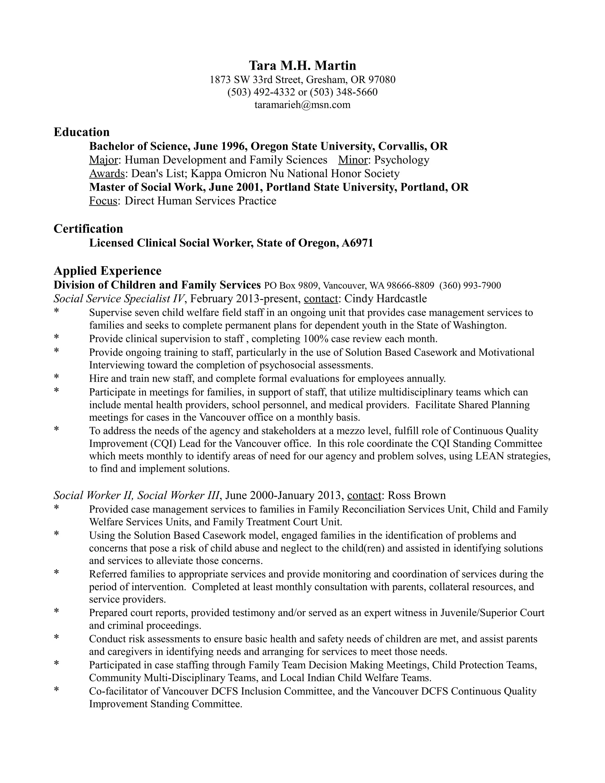 Tara M.H. Martin resume | PDF