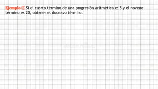 Ejemplo ⑤ Si el cuarto término de una progresión aritmética es 5 y el noveno
término es 20, obtener el doceavo término.
 