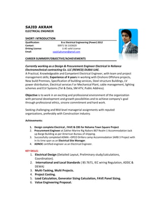 Electrical Engineer Sajid Akram N (1) | PDF