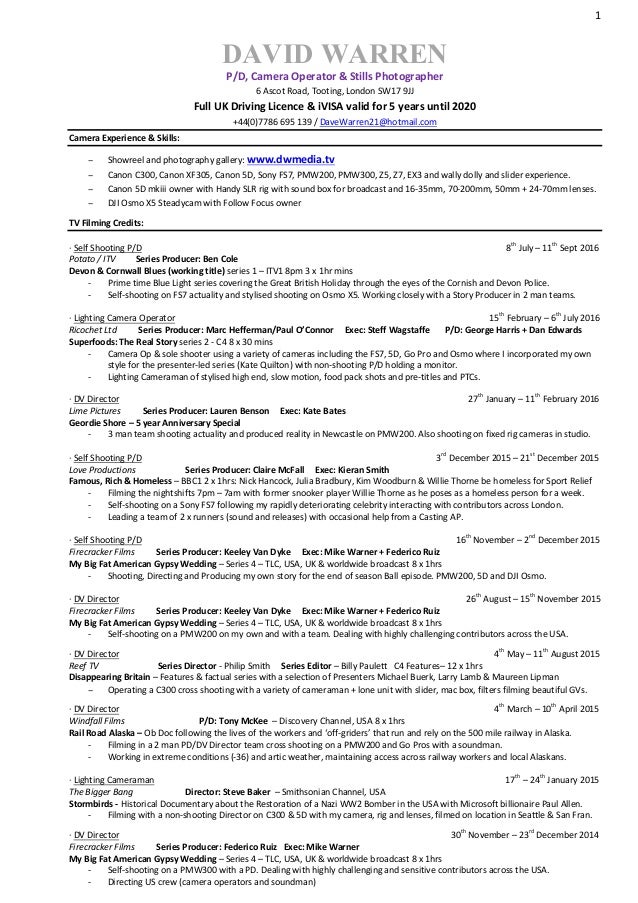David Warren Cv July 16
