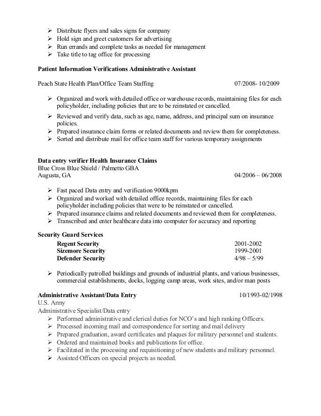 medical claims processor resume