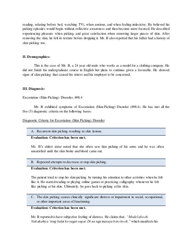 Excoriation disorder symptoms picture