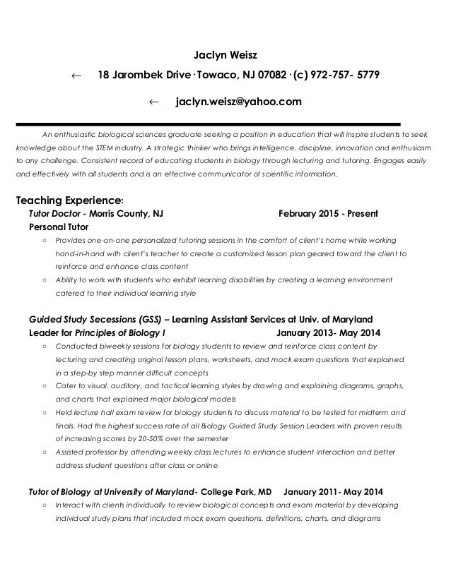 biology student resume
