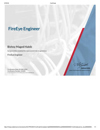 FireEye SE Certificate