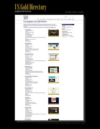 U S G O L D D I R E C T O R Y C O N T I N U E D O N N E X T P A G E
D I R E C T O R Y P A G E
USGoldDirectoryusgold.directory
 