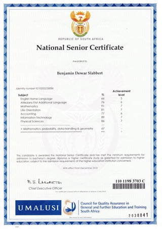 Matric Certificate