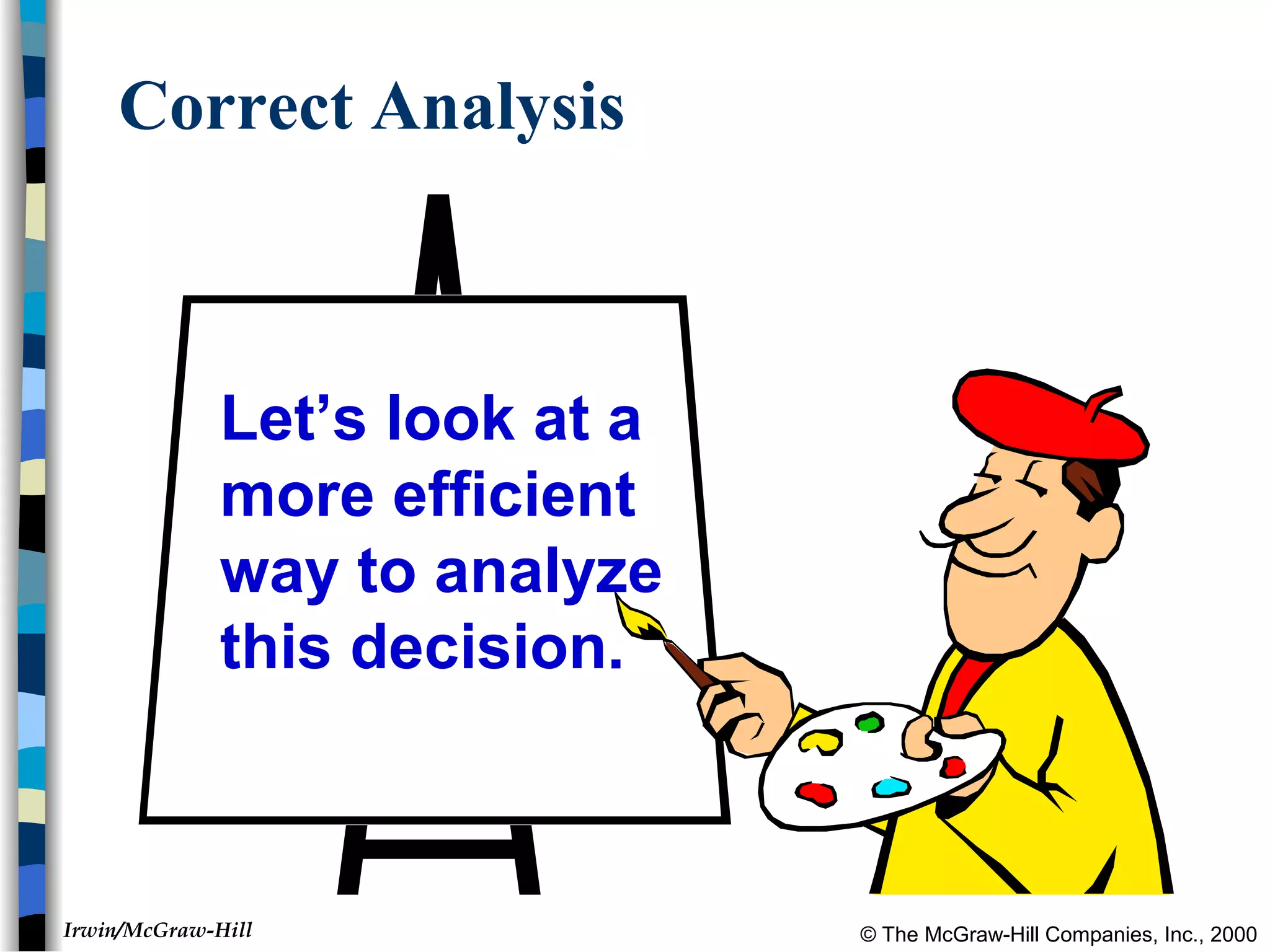 © The McGraw-Hill Companies, Inc., 2000Irwin/McGraw-Hill
Correct Analysis
Let’s look at a
more efficient
way to analyze
this decision.
 