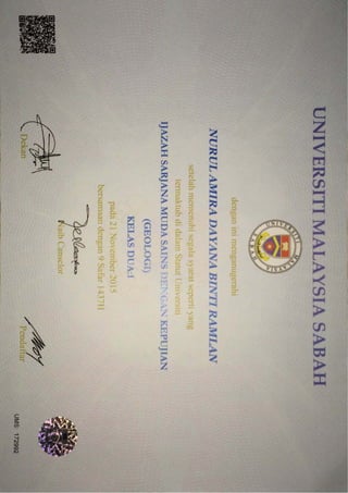 BACHELOR OF SCIENCE WITH HONOUR (GEOLOGY)