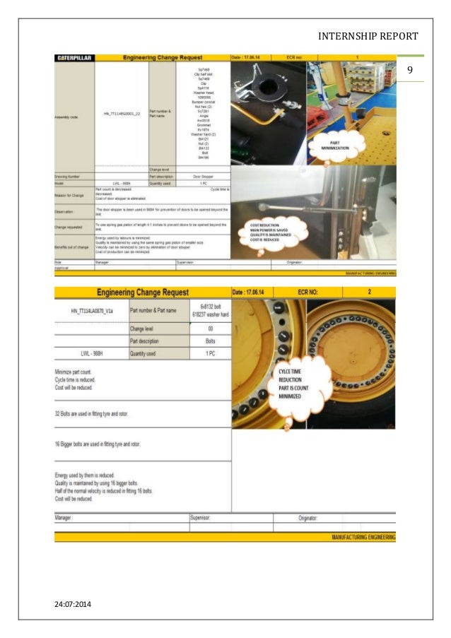 Caterpillar Summer Internship report