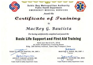 SBMA Basic Life Support Training