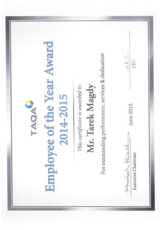 Employee of the year certificate