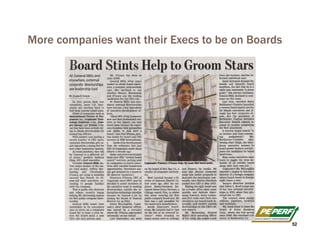 52
More companies want their Execs to be on Boards
 