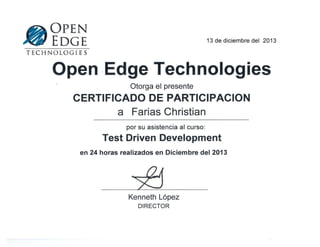 Certificate - TDD (Software)