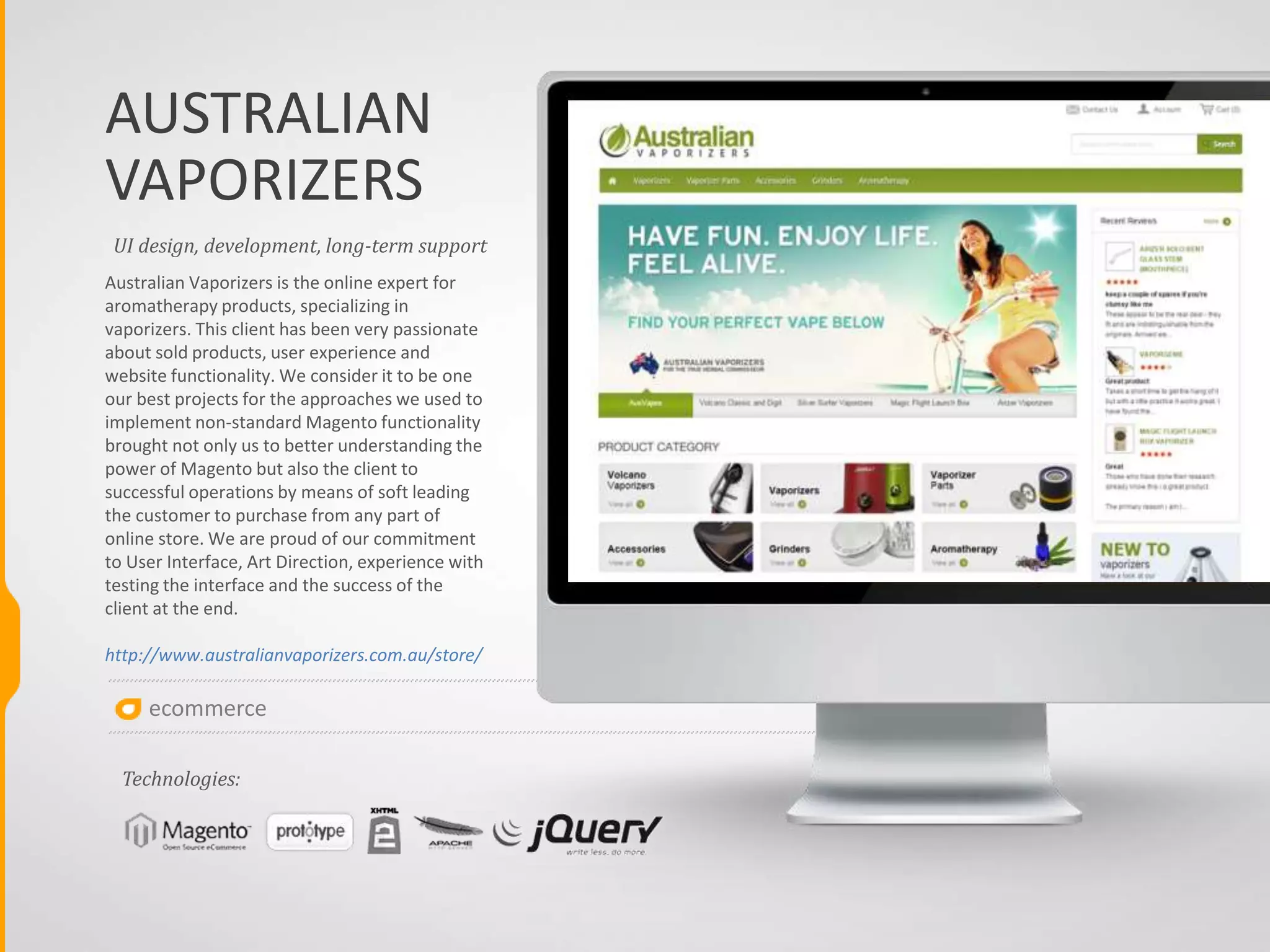 TAW9EEL
Kuwait's leading shopping website for
groceries, beauty products, electronics and
more. Taw9eel started with Quartsoft years
ago and won Kuwait's eCommerce award for
its combination of design, usability,
functionality and business logics. We started
it from a scratch on Magento and HTML5,
though after the development was over and
award was given we handed the project to
another team who have made it look the way
it looks and operates now. We used non-
standard Magento functionality which had to
be developed to match the client's busiess
logics. At the moment it's Kuwait's largest
online store.
http://www.taw9eel.com/en/
UI design, development, long-term support
Technologies:
ecommerce
 