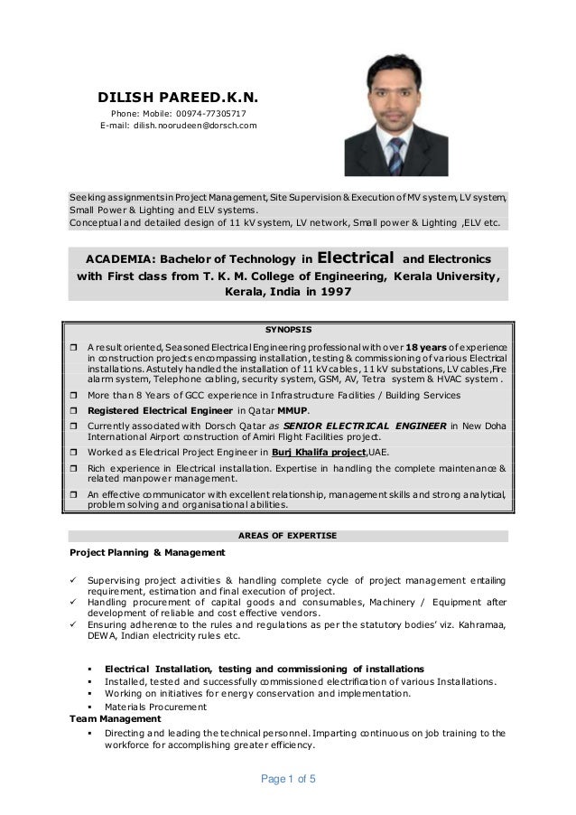 Construction Project Engineer Resume Electrical Commissioning