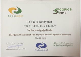 COPICS certificate 2016