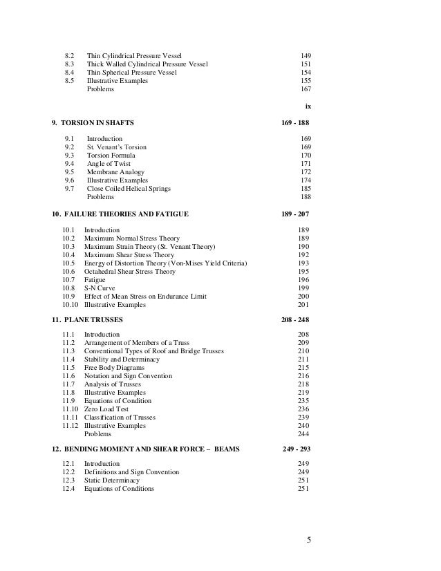 Contents Strength Of Materials Structural Analysis Akj - 